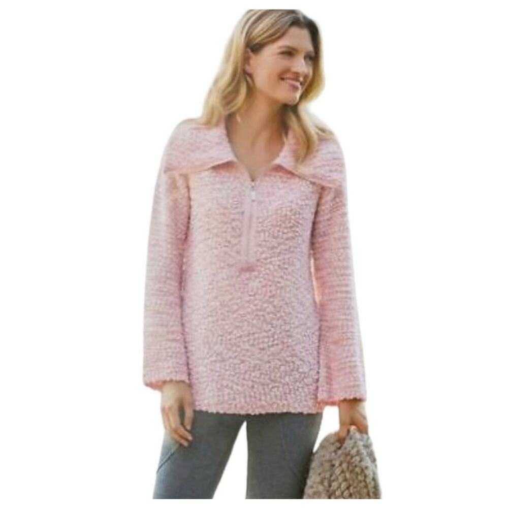 Soft Surroundings Pink Quarter-Zip Pullover‎ Sweater – Women's Large